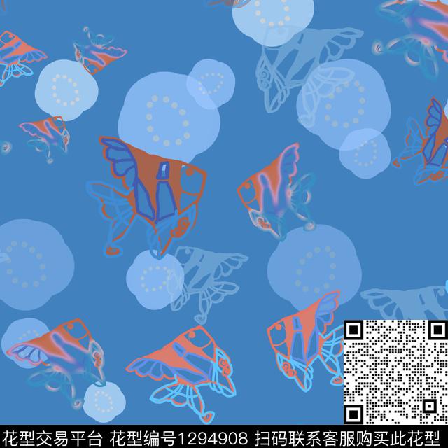 动物卡通婴童图案鱼儿自在飘传统印花华亿平台下载（图片编号: 1294908） - 瓦栏（Walan）