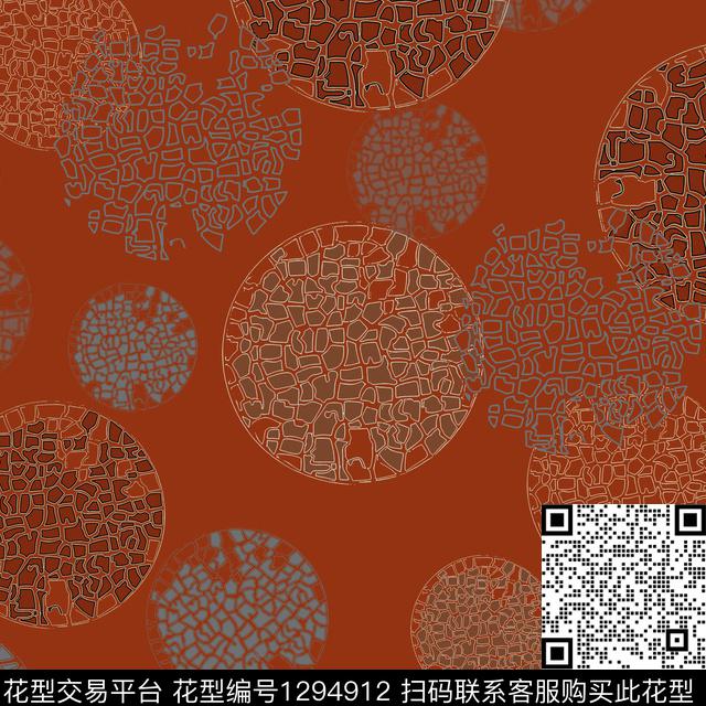 几何大牌风圆圈与波点传统印花华亿平台下载（图片编号: 1294912） - 瓦栏（Walan）