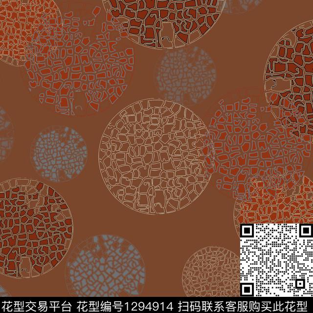 几何大牌风圆圈与波点传统印花华亿平台下载（图片编号: 1294914） - 瓦栏（Walan）