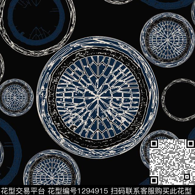 几何大牌风圆圈与波点传统印花华亿平台下载（图片编号: 1294915） - 瓦栏（Walan）
