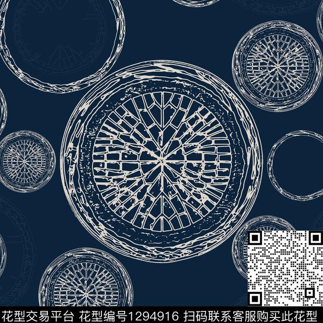 几何大牌风圆圈与波点传统印花华亿平台下载（图片编号: 1294916） - 瓦栏（Walan）