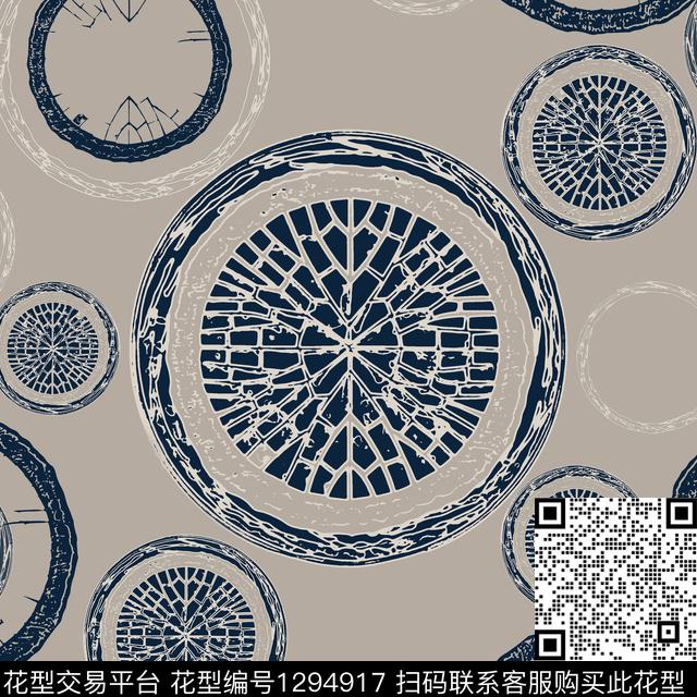 几何大牌风圆圈与波点传统印花华亿平台下载（图片编号: 1294917） - 瓦栏（Walan）