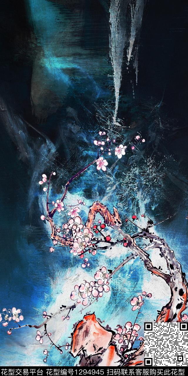 定位花花卉中国风数码印花华亿平台下载（图片编号: 1294945） - 瓦栏（Walan）