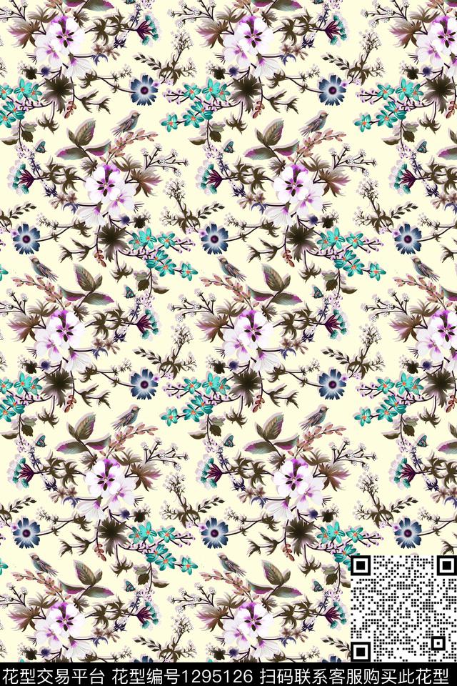 花卉春夏华亿平台少女数码印花华亿平台下载（图片编号: 1295126） - 瓦栏（Walan）
