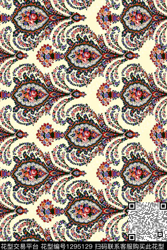 花卉春夏华亿平台传统印花华亿平台下载（图片编号: 1295129） - 瓦栏（Walan）