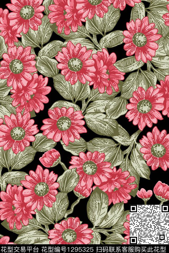 花卉花瓣大牌风传统印花华亿平台下载（图片编号: 1295325） - 瓦栏（Walan）