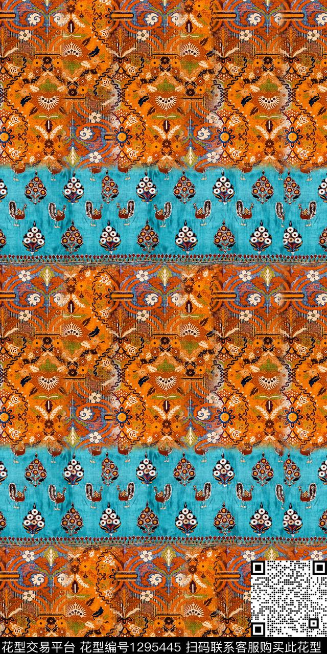 复古抽象中东数码印花华亿平台下载（图片编号: 1295445） - 瓦栏（Walan）