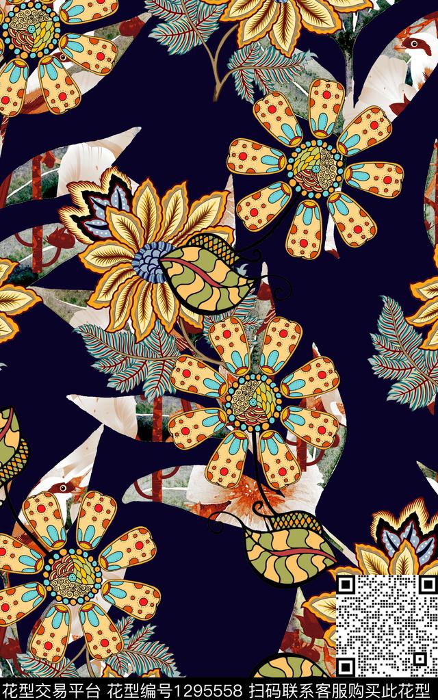 大牌风欧美民族风几何数码印花华亿平台下载（图片编号: 1295558） - 瓦栏（Walan）