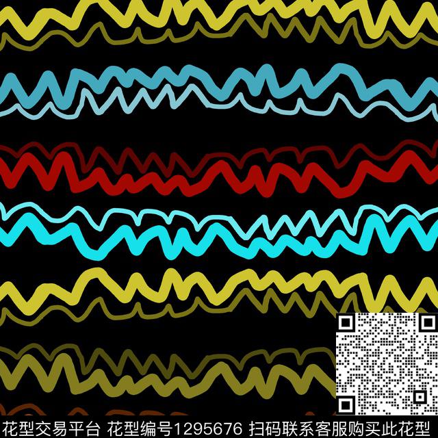 手绘线条笔触条纹图案卡通婴童图案传统印花华亿平台下载（图片编号: 1295676） - 瓦栏（Walan）