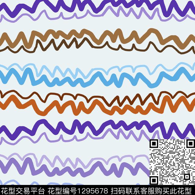 手绘线条笔触条纹图案卡通婴童图案传统印花华亿平台下载（图片编号: 1295678） - 瓦栏（Walan）
