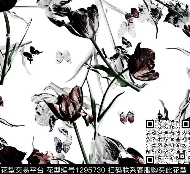 树枝花卉绿植树叶数码印花华亿平台下载（图片编号: 1295730） - 瓦栏（Walan）