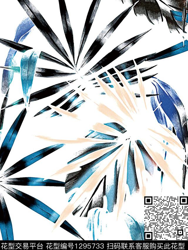 树枝花卉绿植树叶数码印花华亿平台下载（图片编号: 1295733） - 瓦栏（Walan）