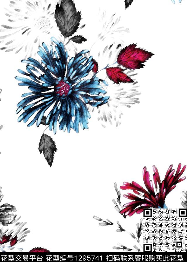 树枝花卉绿植树叶数码印花华亿平台下载（图片编号: 1295741） - 瓦栏（Walan）