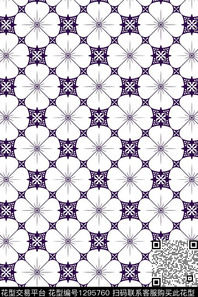 简约几何格子传统印花华亿平台下载（图片编号: 1295760） - 瓦栏（Walan）