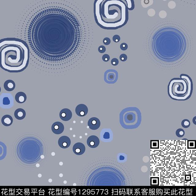 几何圆圈与波点手绘线条笔触传统印花华亿平台下载（图片编号: 1295773） - 瓦栏（Walan）