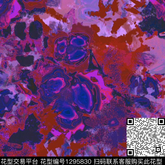 绘画花卉抽象数码印花华亿平台下载（图片编号: 1295830） - 瓦栏（Walan）