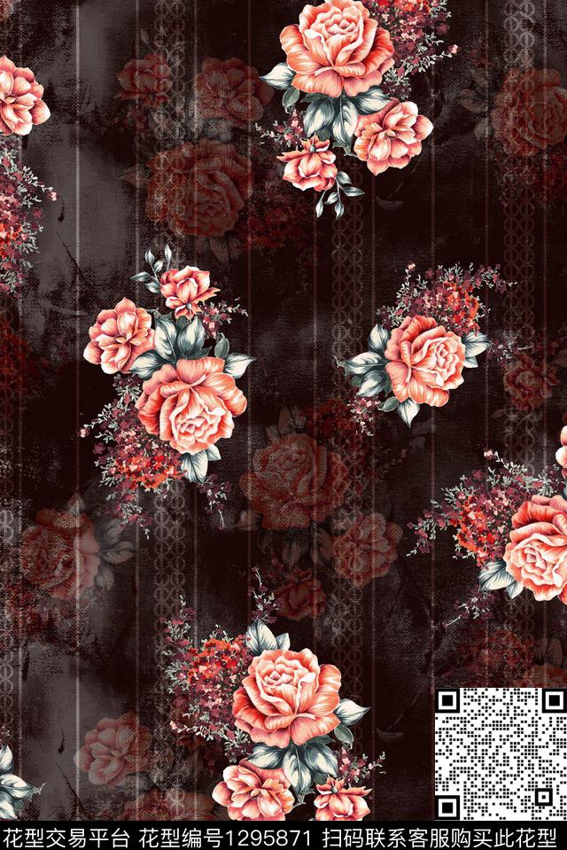 花卉大牌风欧美数码印花华亿平台下载（图片编号: 1295871） - 瓦栏（Walan）