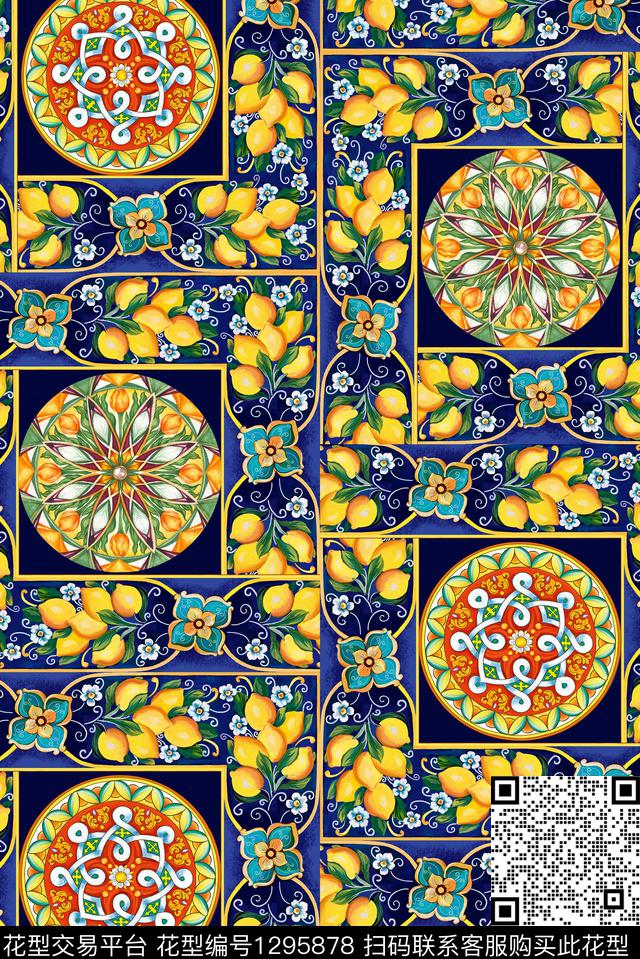 花卉大牌风休闲数码印花华亿平台下载（图片编号: 1295878） - 瓦栏（Walan）