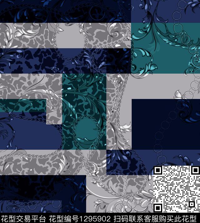 几何大牌风底纹数码印花华亿平台下载（图片编号: 1295902） - 瓦栏（Walan）