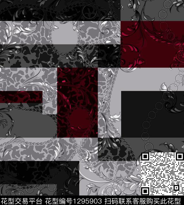 几何大牌风底纹数码印花华亿平台下载（图片编号: 1295903） - 瓦栏（Walan）