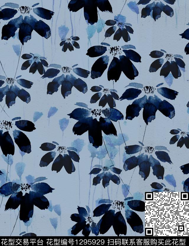 趋势华亿平台花卉抽象数码印花华亿平台下载（图片编号: 1295929） - 瓦栏（Walan）