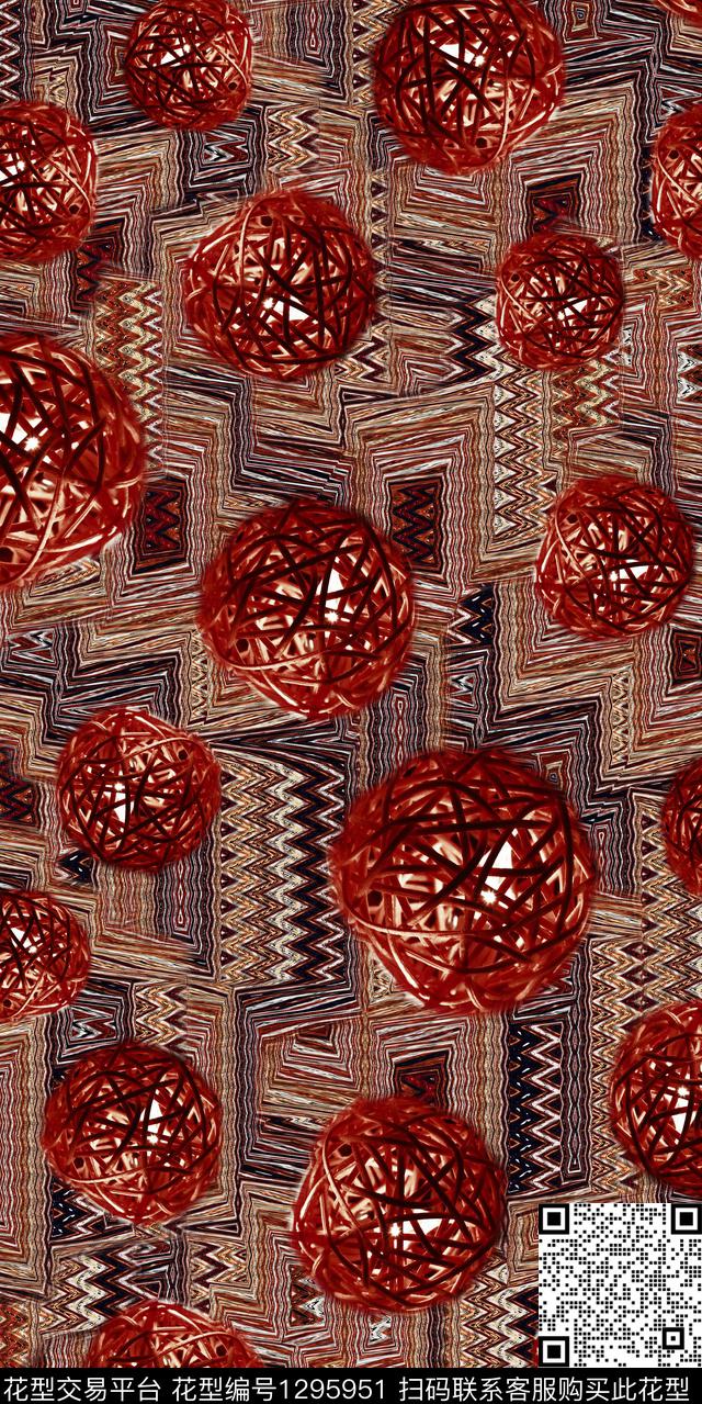 数码华亿平台抽象棉麻数码印花华亿平台下载（图片编号: 1295951） - 瓦栏（Walan）