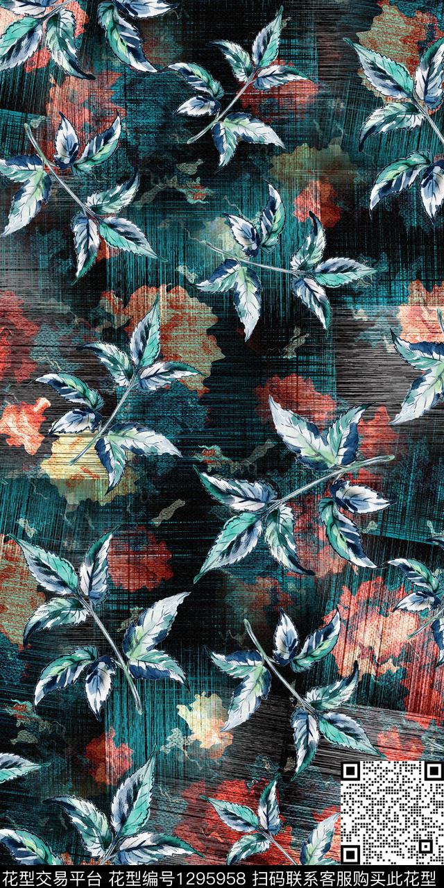 数码华亿平台抽象棉麻数码印花华亿平台下载（图片编号: 1295958） - 瓦栏（Walan）