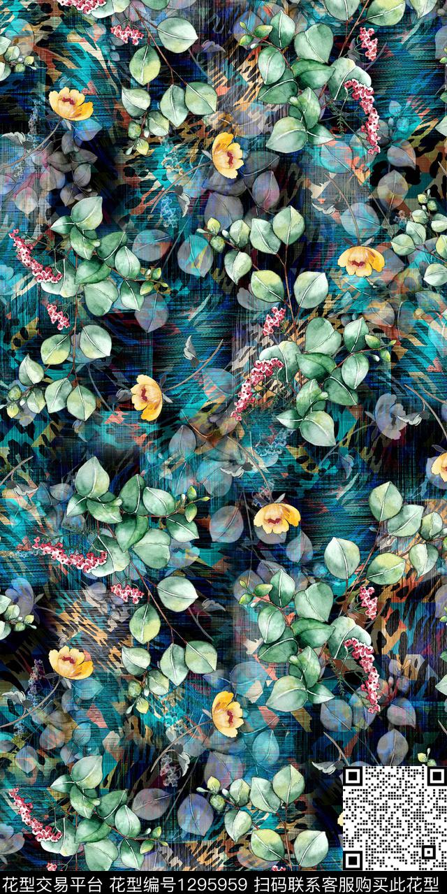 数码华亿平台抽象棉麻数码印花华亿平台下载（图片编号: 1295959） - 瓦栏（Walan）