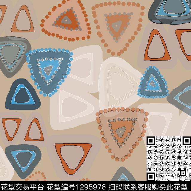 三角形几何手绘线条笔触传统印花华亿平台下载（图片编号: 1295976） - 瓦栏（Walan）