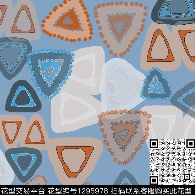 三角形几何手绘线条笔触传统印花华亿平台下载（图片编号: 1295978） - 瓦栏（Walan）