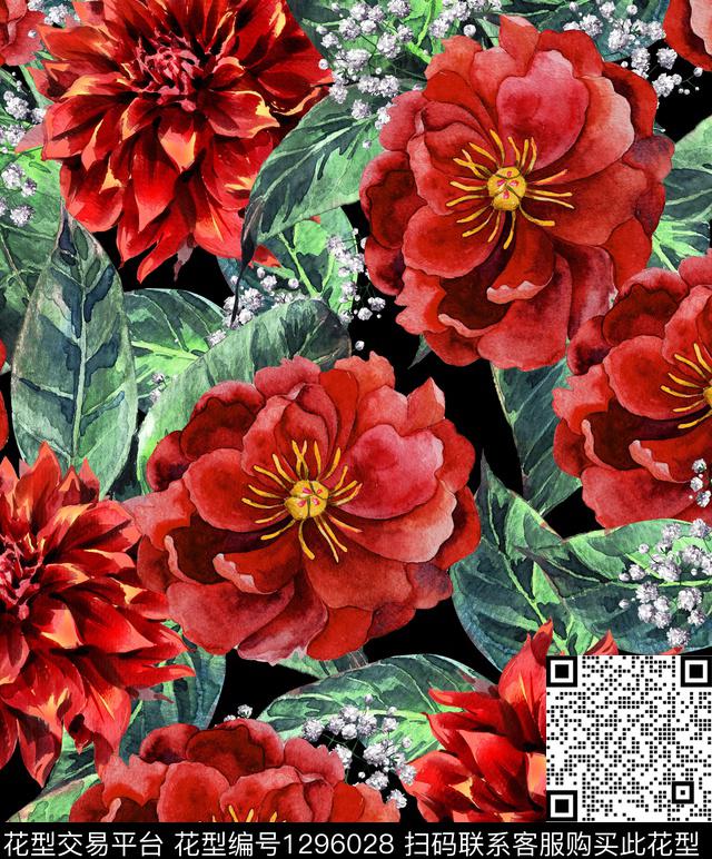 花卉大牌风欧美数码印花华亿平台下载（图片编号: 1296028） - 瓦栏（Walan）