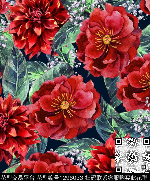 花卉大牌风欧美数码印花华亿平台下载（图片编号: 1296033） - 瓦栏（Walan）