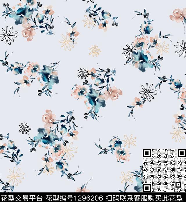 简约花卉欧洲数码印花华亿平台下载（图片编号: 1296206） - 瓦栏（Walan）