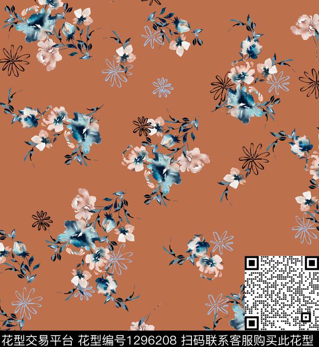 简约花卉休闲数码印花华亿平台下载（图片编号: 1296208） - 瓦栏（Walan）