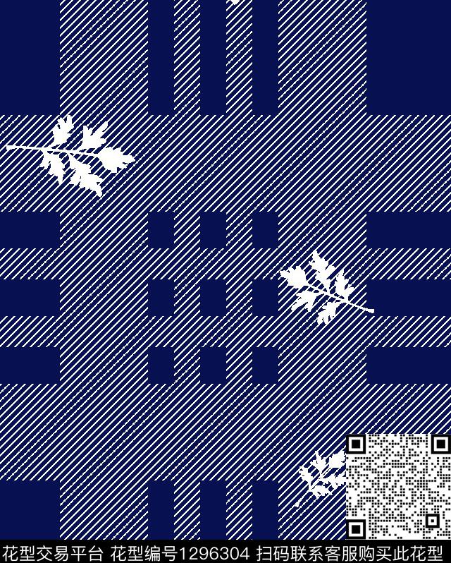 绿植树叶格子提花华亿平台传统印花华亿平台下载（图片编号: 1296304） - 瓦栏（Walan）
