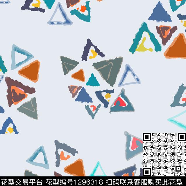 三角形几何手绘线条笔触传统印花华亿平台下载（图片编号: 1296318） - 瓦栏（Walan）