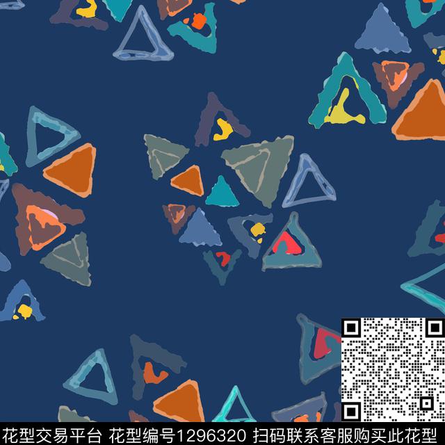 三角形几何手绘线条笔触传统印花华亿平台下载（图片编号: 1296320） - 瓦栏（Walan）