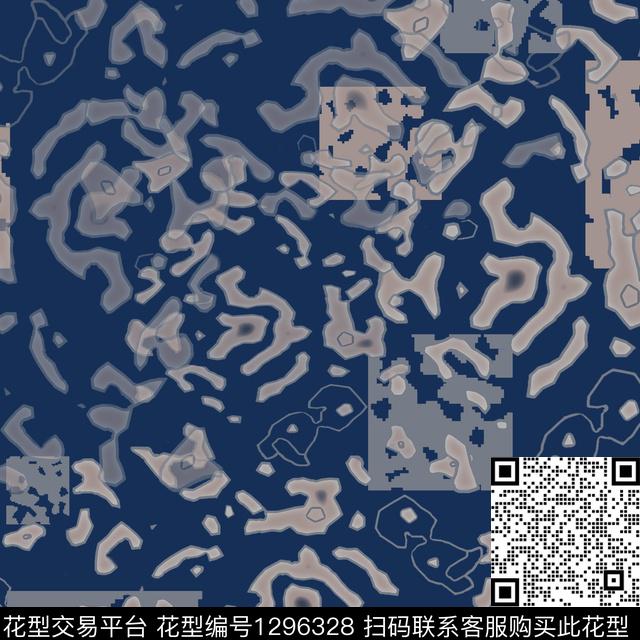 抽象肌理纹路男装休闲花卉传统印花华亿平台下载（图片编号: 1296328） - 瓦栏（Walan）