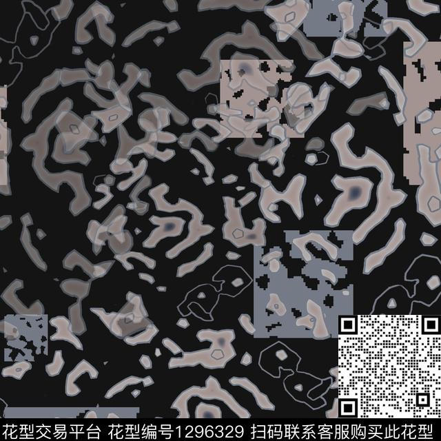 抽象肌理纹路男装休闲花卉传统印花华亿平台下载（图片编号: 1296329） - 瓦栏（Walan）