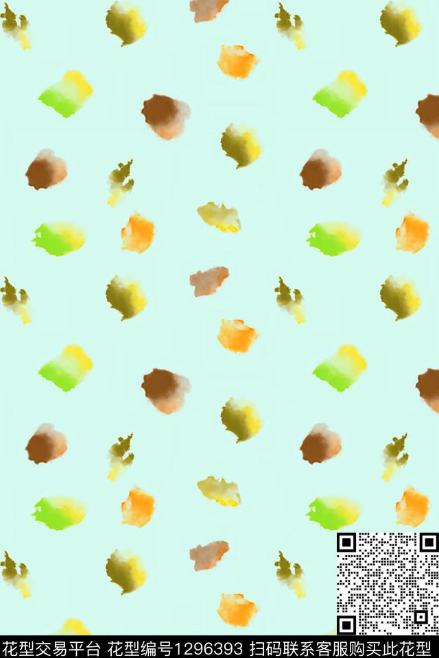 简约女装水彩数码印花华亿平台下载（图片编号: 1296393） - 瓦栏（Walan）