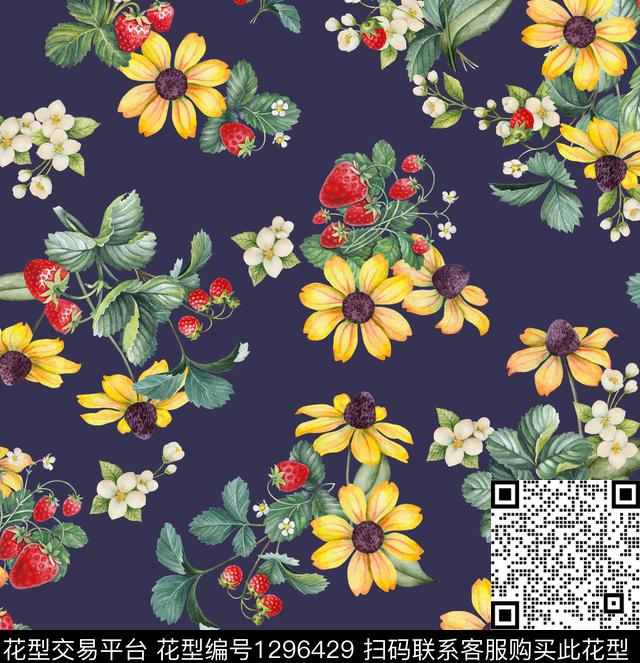 水果花卉大牌风数码印花华亿平台下载（图片编号: 1296429） - 瓦栏（Walan）