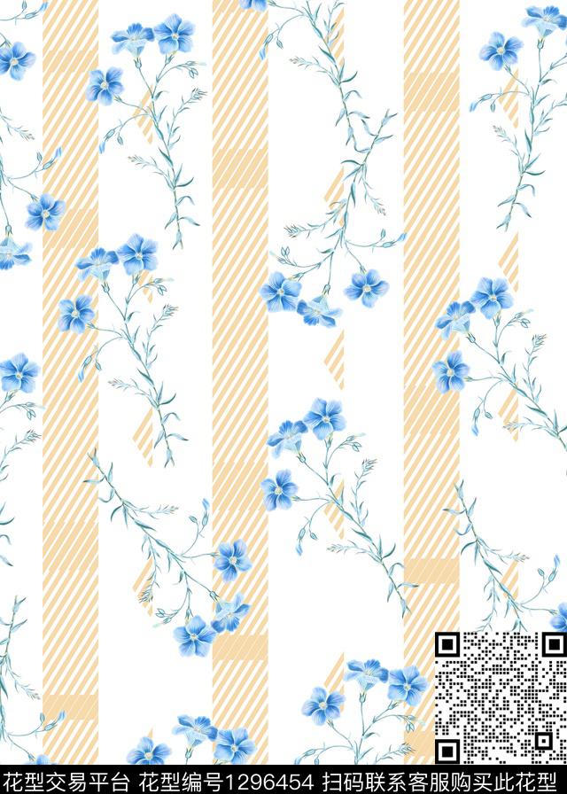 简约花卉大牌风数码印花华亿平台下载（图片编号: 1296454） - 瓦栏（Walan）