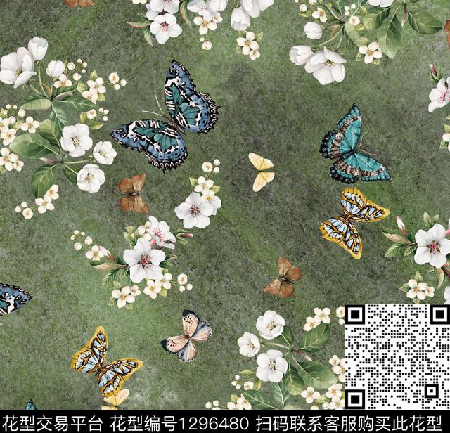 花卉大牌风休闲数码印花华亿平台下载（图片编号: 1296480） - 瓦栏（Walan）