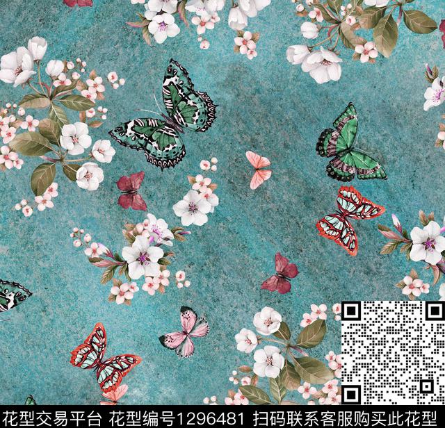 花卉大牌风休闲数码印花华亿平台下载（图片编号: 1296481） - 瓦栏（Walan）