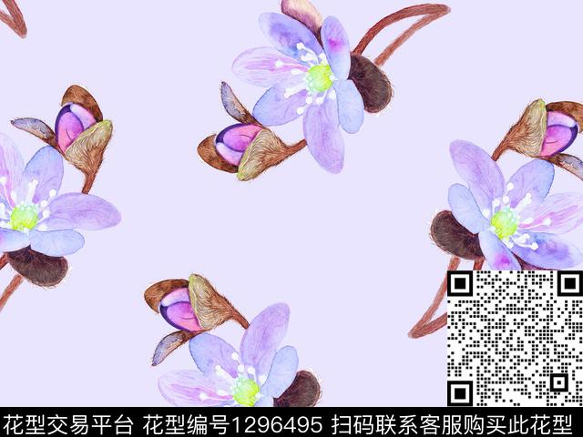 小碎花水彩花卉散点花卉数码印花华亿平台下载（图片编号: 1296495） - 瓦栏（Walan）