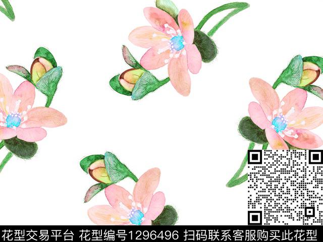 小碎花水彩花卉散点花卉数码印花华亿平台下载（图片编号: 1296496） - 瓦栏（Walan）