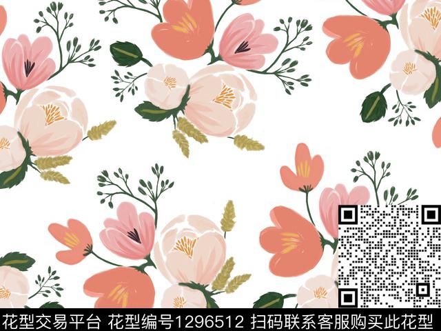 抽象花卉小碎花可爱花朵数码印花华亿平台下载（图片编号: 1296512） - 瓦栏（Walan）