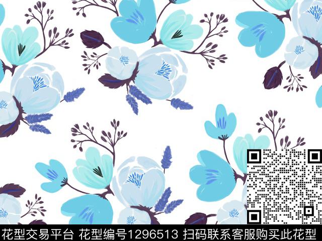 抽象花卉小碎花可爱花朵数码印花华亿平台下载（图片编号: 1296513） - 瓦栏（Walan）