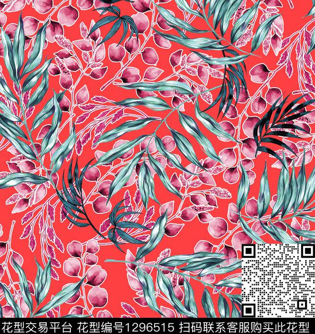 绿植树叶植物热带华亿平台数码印花华亿平台下载（图片编号: 1296515） - 瓦栏（Walan）