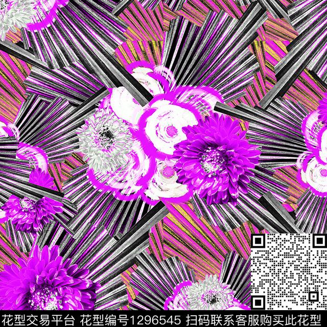 绘画花卉抽象数码印花华亿平台下载（图片编号: 1296545） - 瓦栏（Walan）